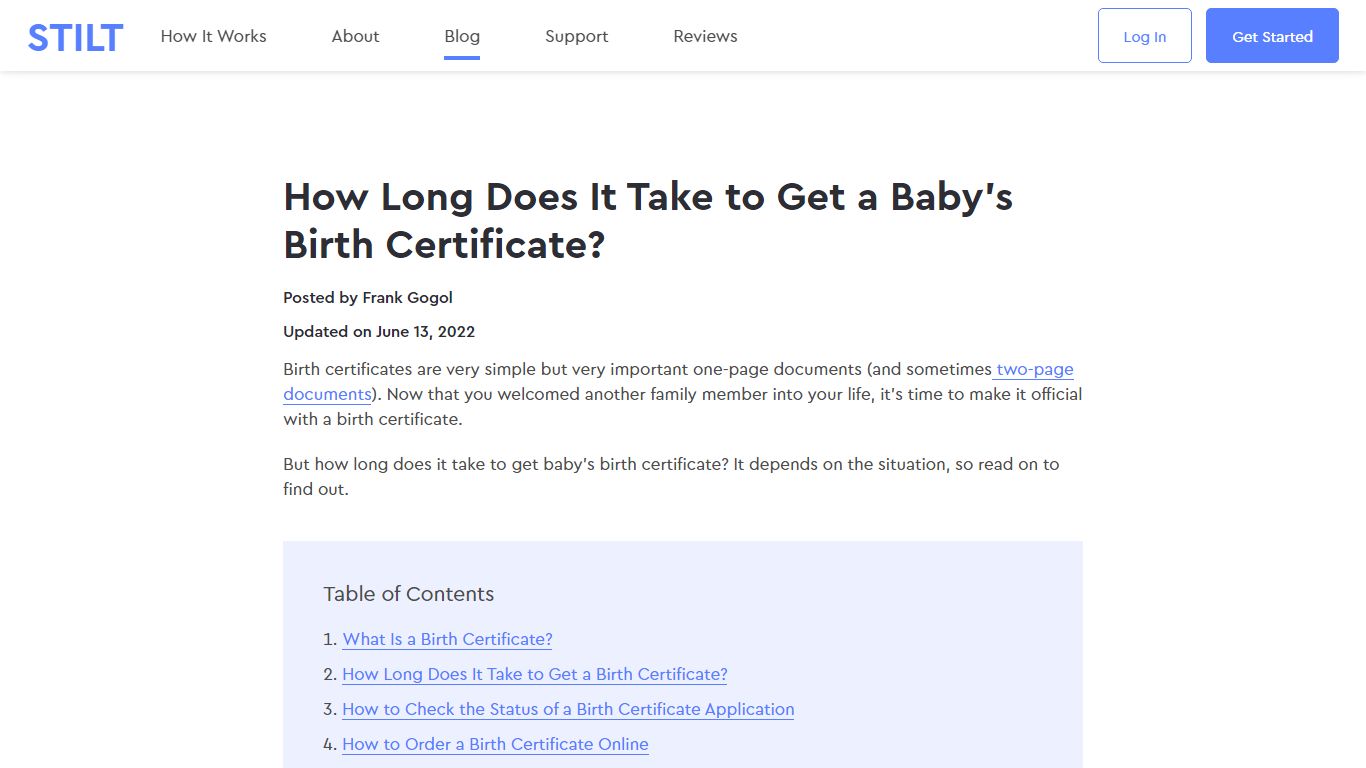 How Long Does It Take to Get a Baby’s Birth Certificate? - Stilt Blog